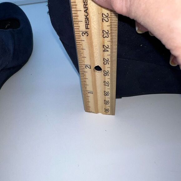 It’s OK Ankle Strap Deep Navy Blue Suede Wedge Heel Shoes‎ - Picture 8 of 10